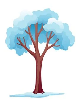 Winter nature design element set. Snow symbol, snowy tree. Snowy decoration Stock Illustration