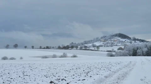 Winter nature landscape. Forests, fields and  clouds. Stock Footage 258480612