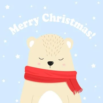 Winter new year christmas postcard. Cute bear. Stock Illustration