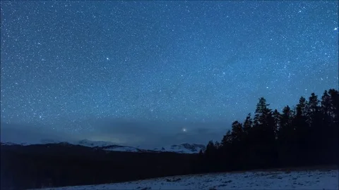 Winter Night in Bighorn Mountains Stock Footage 85079145