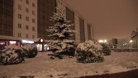 Winter night in the city of Vitebsk Stock Footage 101582202