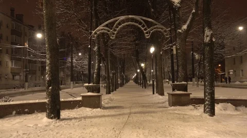 Winter night in the city of Vitebsk Stock Footage 101582500