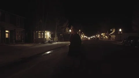 Winter Night Down Town Stock Footage 248339962