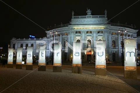 Winter night exposure sight wiener eistraum in Stock Photos