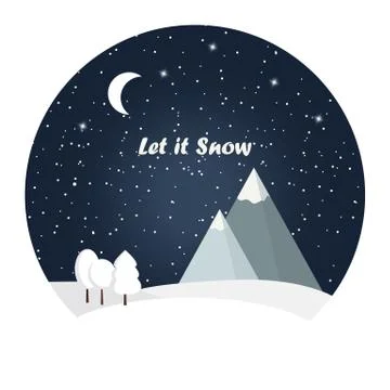 Winter night landscape Stock Illustration