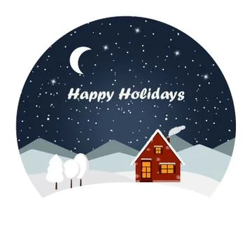 Winter night landscape Stock Illustration