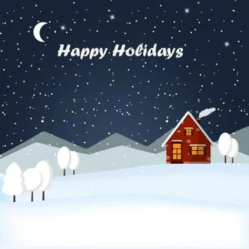 Winter night landscape Stock Illustration