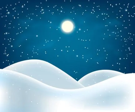 Winter night landscape Stock Illustration