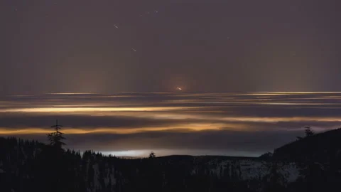 Winter night light pollution 8K Stock Footage 221359051