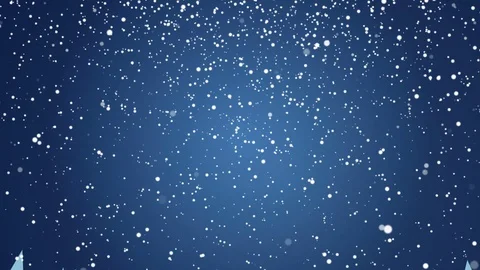 Winter night motion graphic with snowfall, trees and a home Stock Footage 70205739