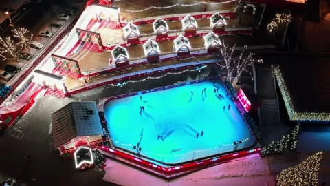 Winter night skating rink Stock Footage 207490328