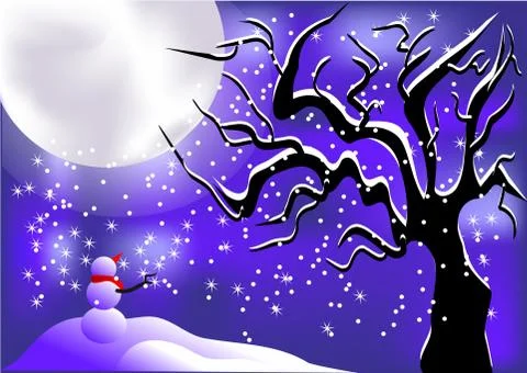 Winter night sky Stock Illustration