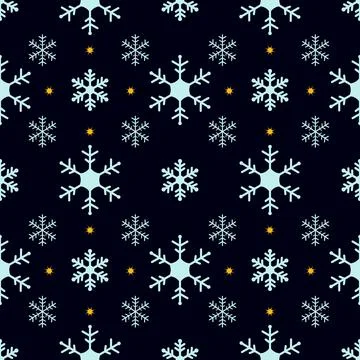 Winter night snowflakes seamless pattern Stock Illustration