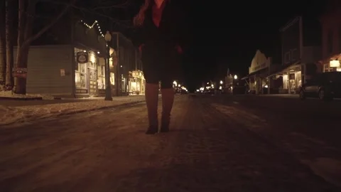 Winter Night Stroll Stock Footage 248339929