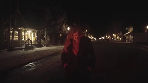 Winter Night Stroll Stock Footage 248339950