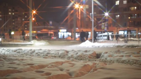 Winter night traffic Stock Footage 103109489