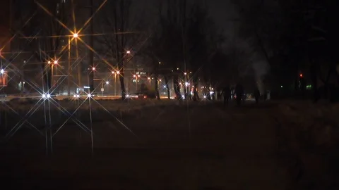 Winter night traffic Stock Footage 103109518