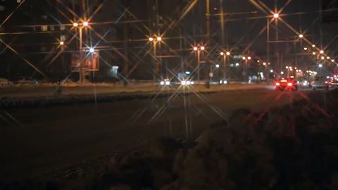 Winter night traffic Stock Footage 103109729