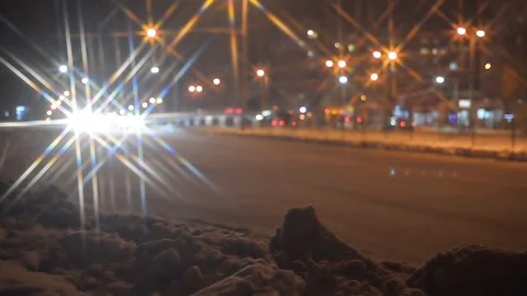 Winter night traffic Stock Footage 103109738