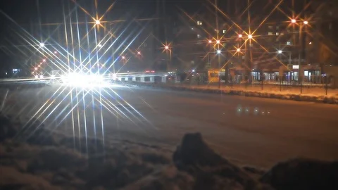 Winter night traffic Stock Footage 103109811