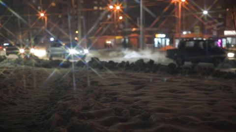 Winter night traffic Stock Footage 103110055