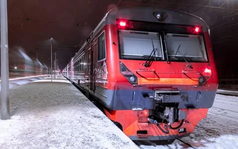 Winter Night Train Stock Photos