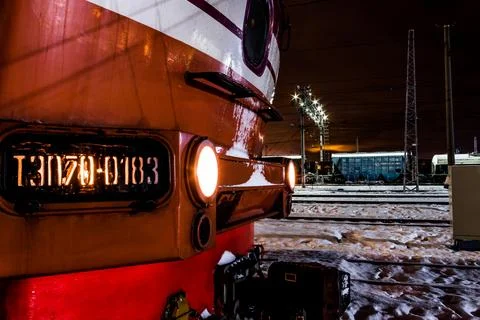 Winter Night Train Stock Photos