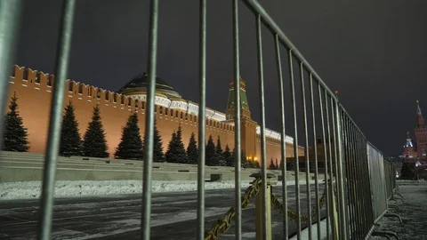 Winter night view of Lenin's mausoleum red square Stock Footage 101445926