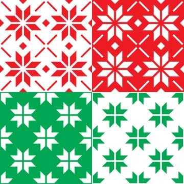 Winter Nordic snowflakes vector pattern, Christmas seamless design Stock Illustration