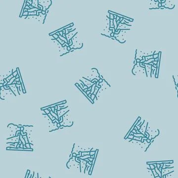 Winter nordic walking line vector seamless pattern イラスト素材