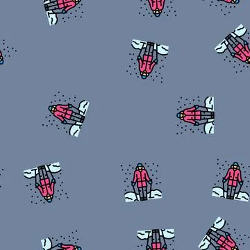 Winter nordic walking vector seamless pattern Illustrazione stock