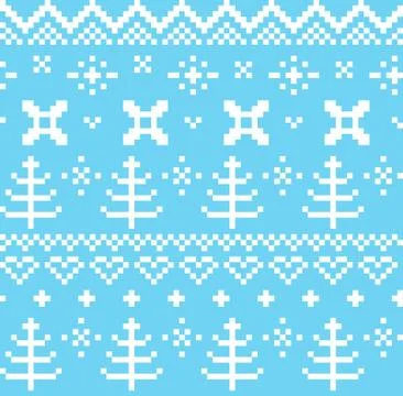 Winter Norwegian seamless knitting pattern ( blue &amp; white ) Stock Illustration