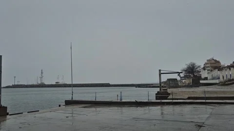 Winter Ocean Pier Stock Footage 300308526