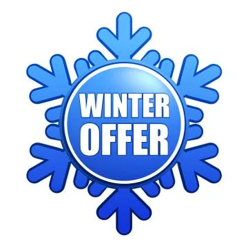Winter offer snowflake label Stock Illustration