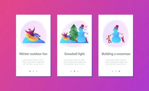 Winter outdoor fun app interface template. Stock Illustration