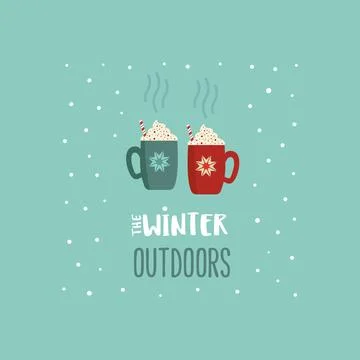 Winter outdoors fun cute flat color vector icon Stock Illustration