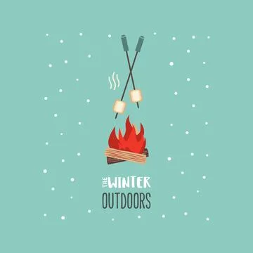 Winter outdoors fun flat simple vector icon Stock Illustration