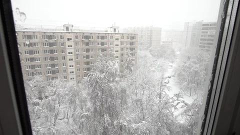 Winter outside the window Video stock 85823111