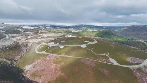 Winter over Hills and valleys in Dartmoor Park, East Dartmoor National Nature Stock Footage 268762555