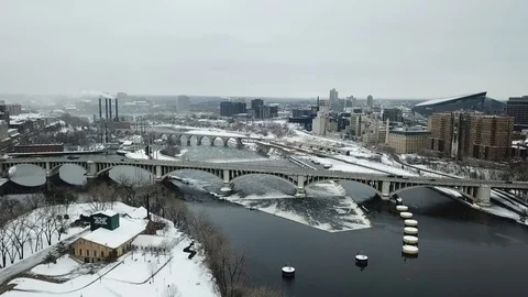 Winter Over The River Video stock 111831567