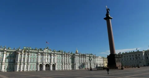 Winter Palace, Palace square, Hermitage, Alexander column, Saint Petersburg Video stock 64980903