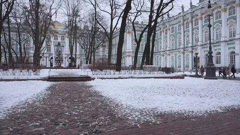 Winter palace yard Stock Footage 101281529