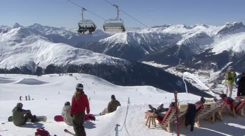Winter panorama with ski lifts Stock Footage 24334299