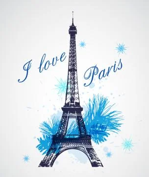 Winter in Paris Stock Illustration