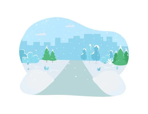 Winter park 2D vector web banner, poster Ilustración de archivo