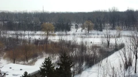 Winter Park and Empty Parking Lot Overview Stock Footage 153878563