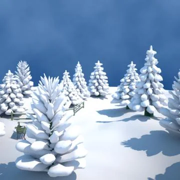 Winter Park Scene 3D Model