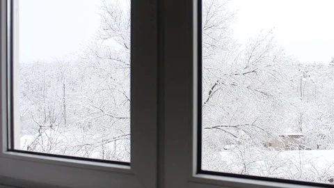 Winter park from a window Stock Footage 70943922