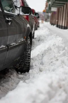 Winter parking Stock Photos