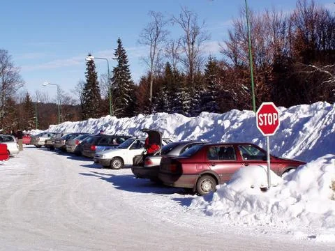 Winter parking Foto stock